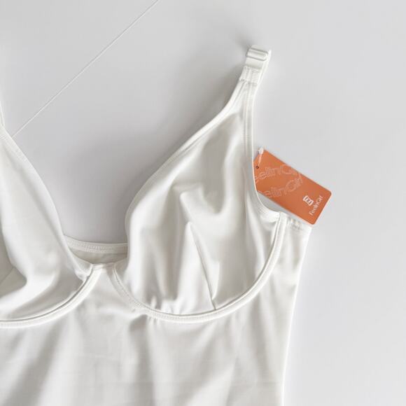 [Feelingirl] White Adjustable Strap Tummy Control Slimming Bodysuit NWT Sz Small - Picture 8 of 11